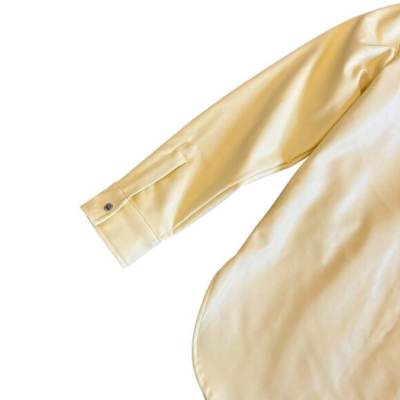 Calvin Klein Vegan Faux Leather Butter Yellow Snap Down Jacket Shacket Large - Picture 9 of 13